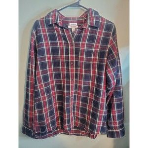 LL Bean Small Flannel Plaid Button Up Long Sleeve Collared Relaxed Fit